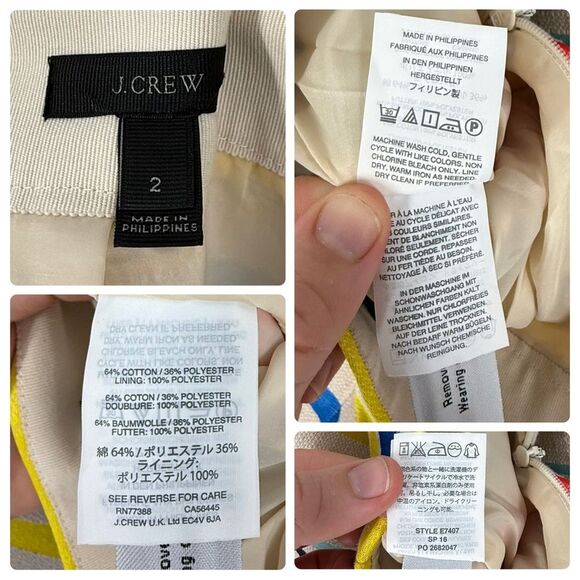 J.Crew Jacquard Pencil Skirt in Cream/ Rainbow Stripe | Size 2 - Picture 7 of 7